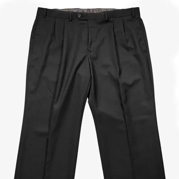 Lauren Ralph Lauren Mens 38x29 Black Pleated Cuffed Straight Dress Pants Slacks - Picture 5 of 6